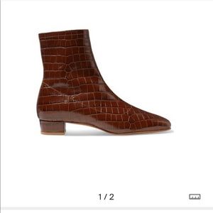 BY FAR Este croc-effect leather ankle boots